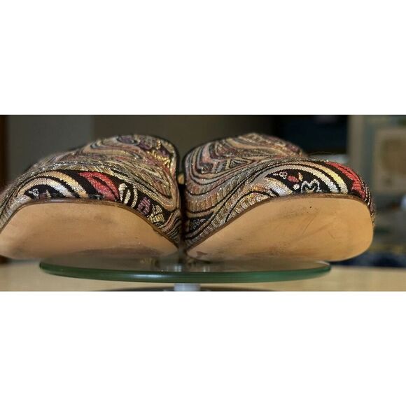 J CREW Jacquard Metallic Smoking Flats LUX Leather Italy Women Size 10 Fast Ship - Picture 8 of 14